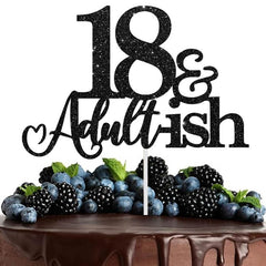 XGXHZYLC 18th birthday cake topper in black glitter adds striking height to the cake