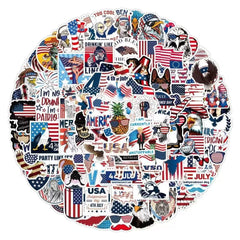 XGXHZYLC 4th of July stickers with American flags, durable for laptops, bikes, and cars