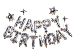 Xiangsushijie silver happy birthday banner balloon 16 inch, ideal wall decor
