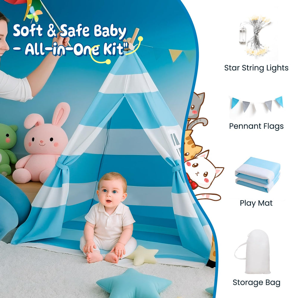xiaowantong tepee with built-in lights for soft ambient glow during stories