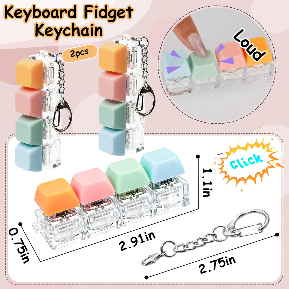 XiawaLangzhuo pink keyboard fidget toy hanging chain shown for purse or bag