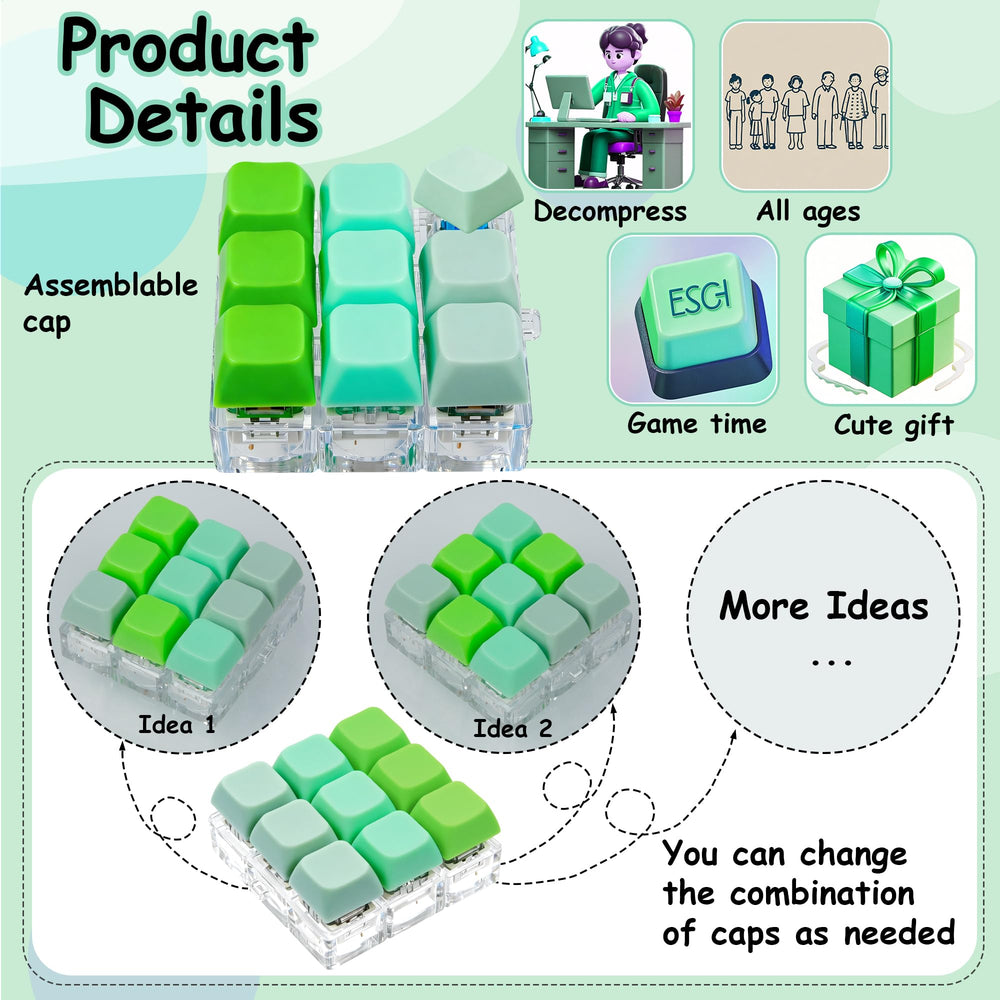 XiawaLangzhuo green keypad with keychain for portable stress relief