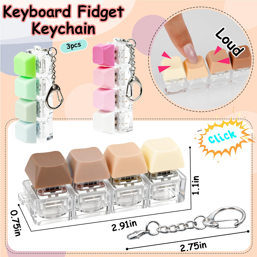 XiawaLangzhuo keyboard fidget toy keychain shown on bag for portability