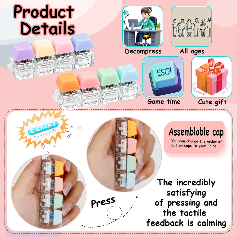 XiawaLangzhuo pink keyboard fidget toy compact and lightweight for bags.