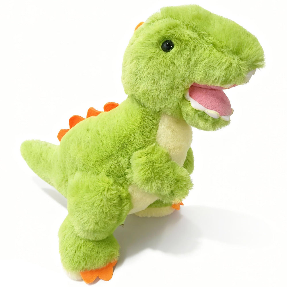 XieKules Tyrannosaurus plush close up shows soft fur and friendly features