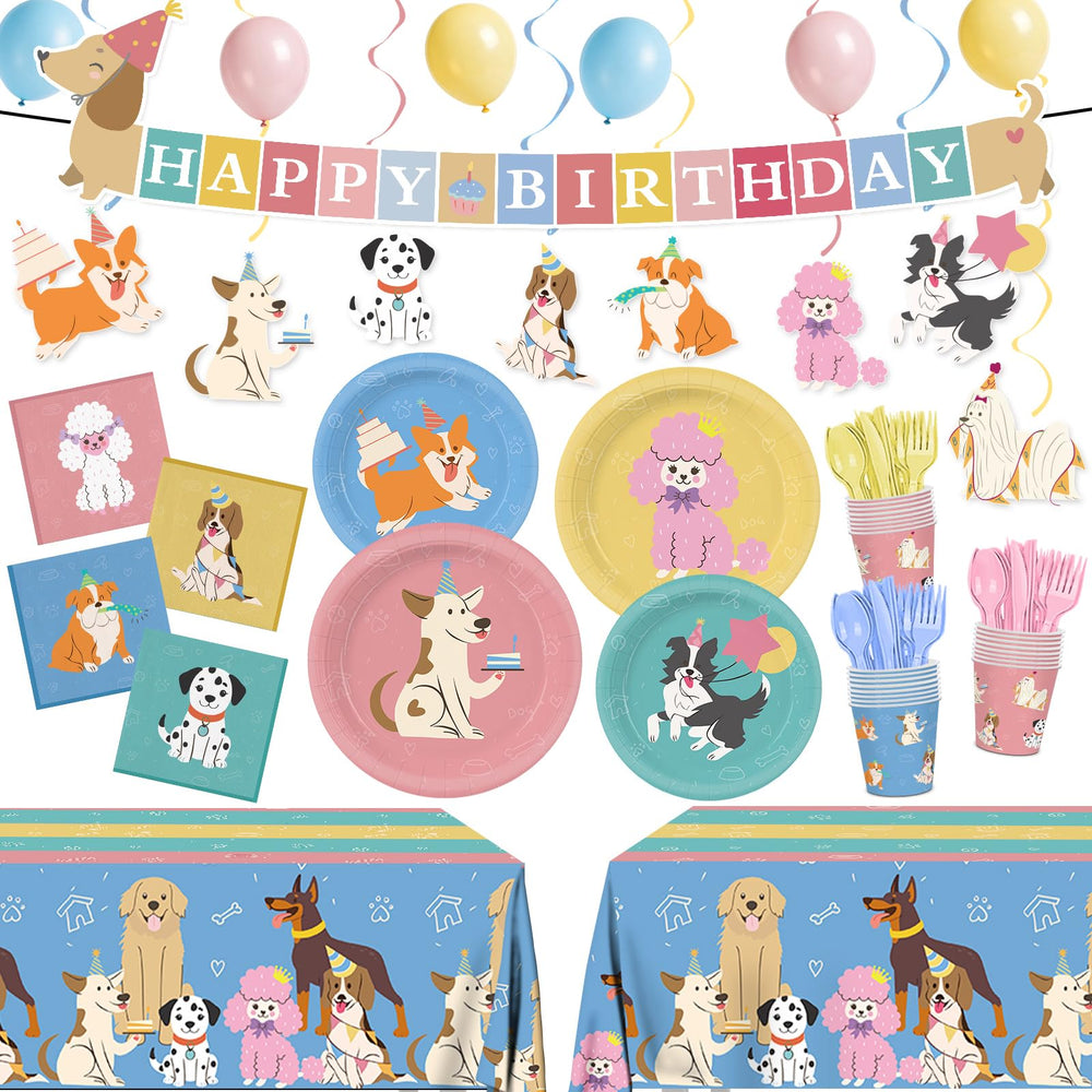 XIENBLOC retro puppy plates 9in—durable and waterproof for party dining