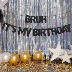 XIHIRCD Bruh It's My Birthday banner window hanging enhances photo moments.
