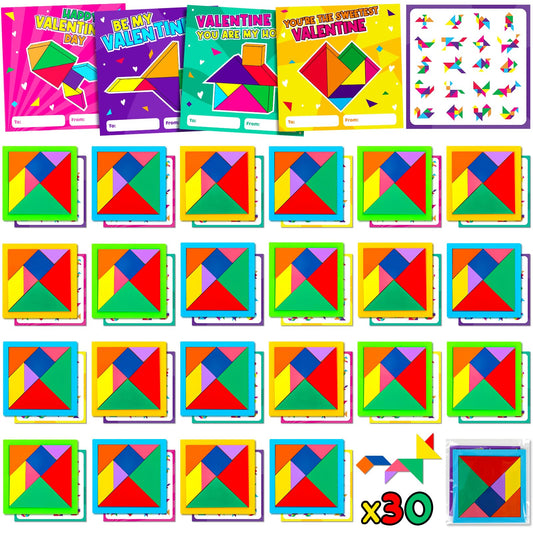 Ximoeo tangram valentines card design A; ideal for classroom exchanges and party gifts.