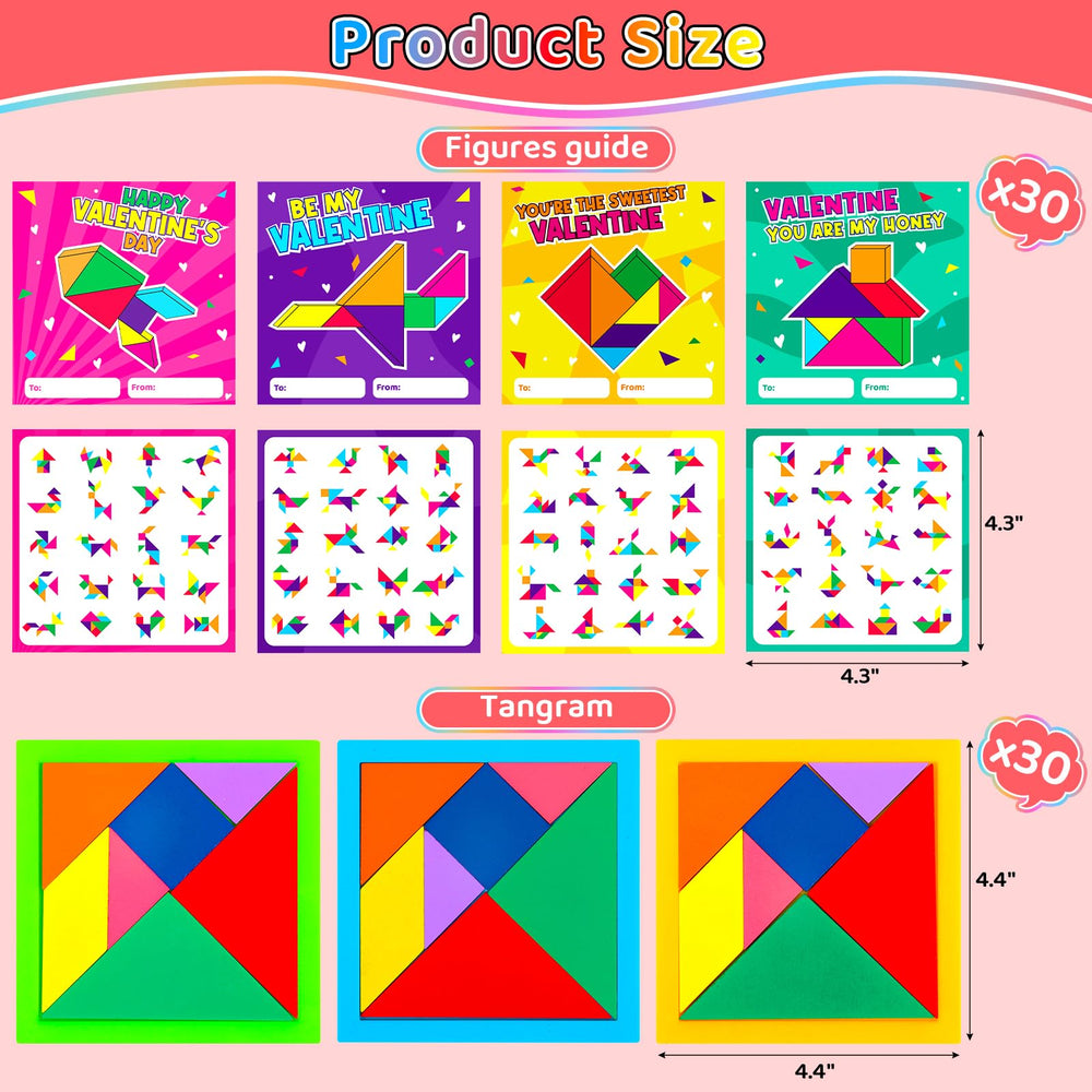 Ximoeo tangram valentines card design C; varied designs suit different friends.