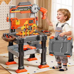 XINNOVEL 2-in-1 workbench with electric drill for realistic pretend play