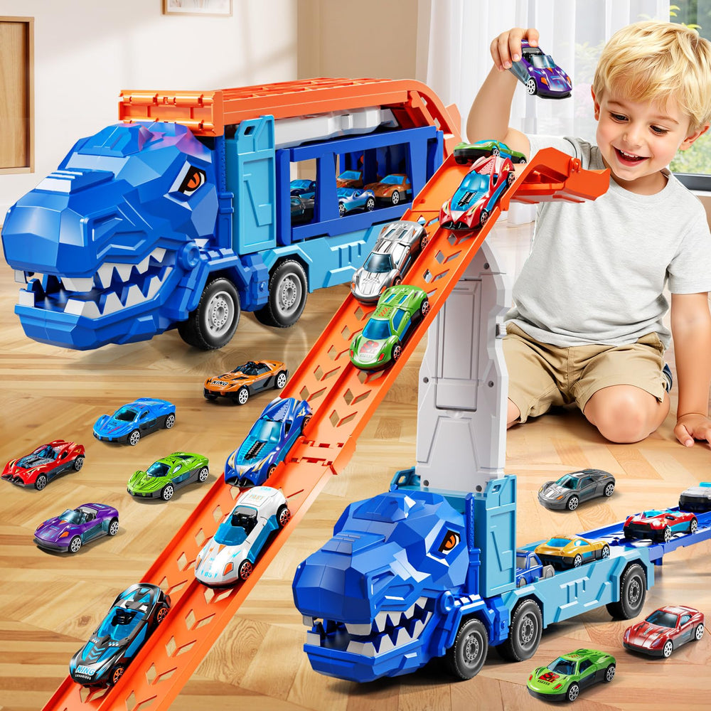 XINNOVEL dinosaur truck on the track for imaginative play and interactive racing.