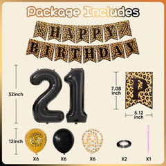 Xinvery leopard-print Happy Birthday banner for stylish centerpiece