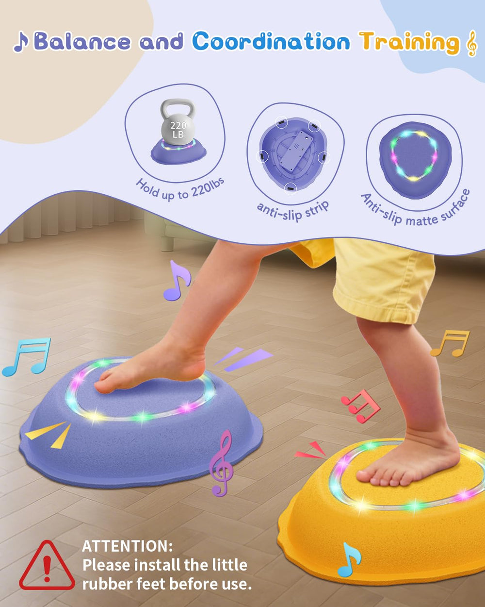 XIUREI stepping stones anti-skid bottom provides stable setup on carpets and outdoors