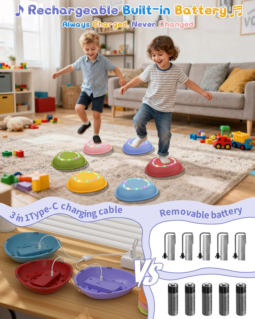 XIUREI stepping stones non-slip surface keeps little explorers safe on floors and patios