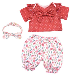 XIVEENS packaging display of the 3-pack doll clothes set.