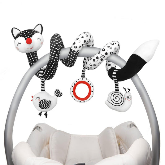 XIXILAND baby spiral plush toy in black and white promotes visual development for newborns.