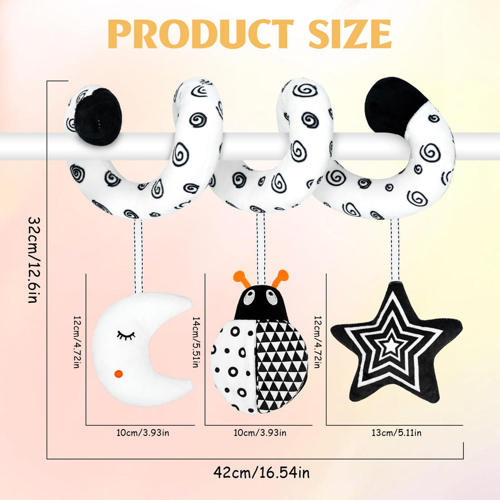 XIXILAND car seat toy with high-contrast visuals stays secure during travel.