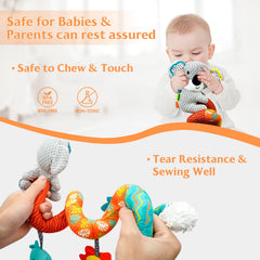 XIXILAND spiral wrap-around handle toy attaches to strollers easily.