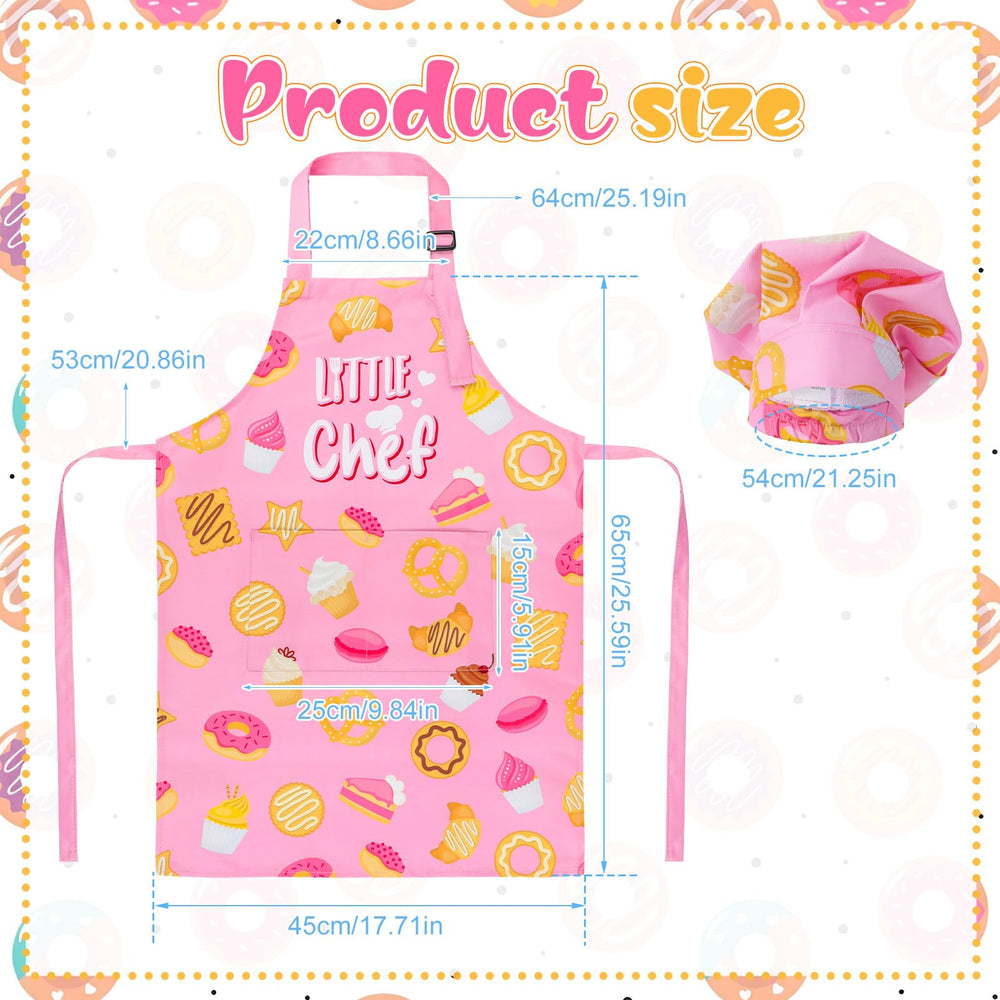 XLSXEXCL Kid chef hat pink with adjustable strap for growing children