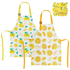 XLSXEXCL lemon kids apron set front view for baking and painting