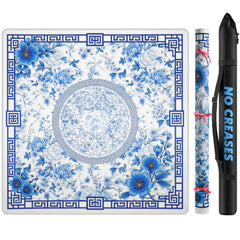 Xmoiqer Mahjong Mat 33x33 blue offers a stable play surface for mahjong and board games.