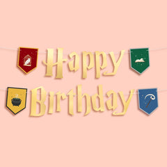 xo Fetti Wizard Banner with gold foil letters for stunning birthday photos