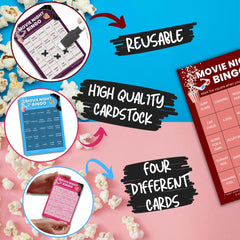 XOXO Parents blockbuster-themed bingo cards spark laughs during group movie marathons.