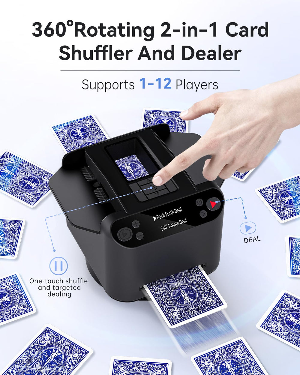 XPAW 360-degree rotating dealing for even distribution at group games.