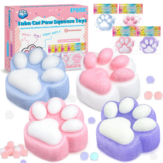XPQKDC Stress Relief Cat Paw 4-pack, front view for desk breaks and focus.