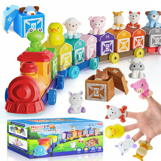 XPQKDC Toddler Farm Train Set barns improves early counting and sorting skills