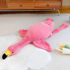 XQEYNT 50-inch flamingo plush pillow front view for cozy room decor.