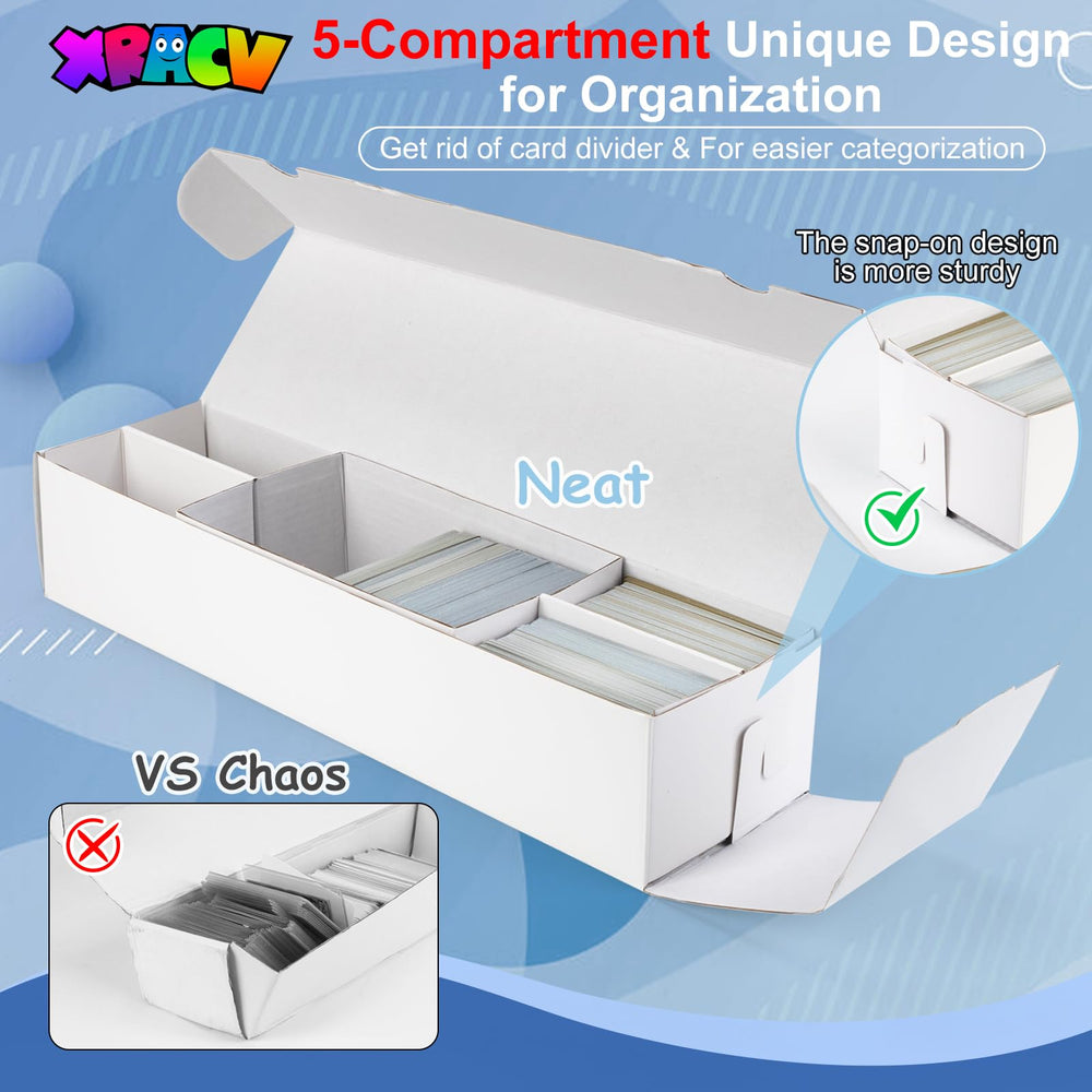 XRACV lightweight corrugated box keeps standard cards safe from dust.