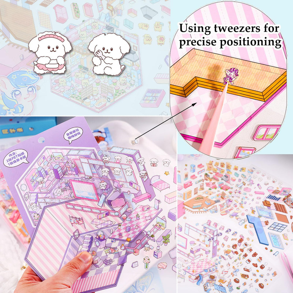 Xuoent Kapi Book House 3D sticker scene for cozy study vibes and planning
