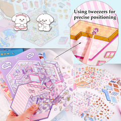 Xuoent Kapi Book House 3D sticker scene for cozy study vibes and planning