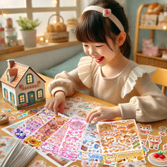 Xuoent 3D sticker scene Pony Cozy Cottage for creative relaxation.