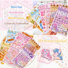 Xuoent 3D sticker scene Pony Flower Shop sparks creativity.