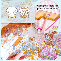 Xuoent 3D sticker scene Puppy Gourmet Restaurant for imaginative play.