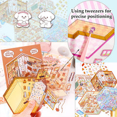 Xuoent Kapi Book House scene stickers for study nook personalization