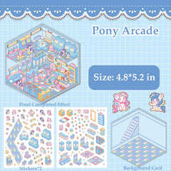 Xuoent Pony Cozy Cottage scene stickers for relaxing hobby sessions