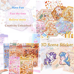 Xuoent Pony Flower Shop scene stickers for imaginative mini worlds