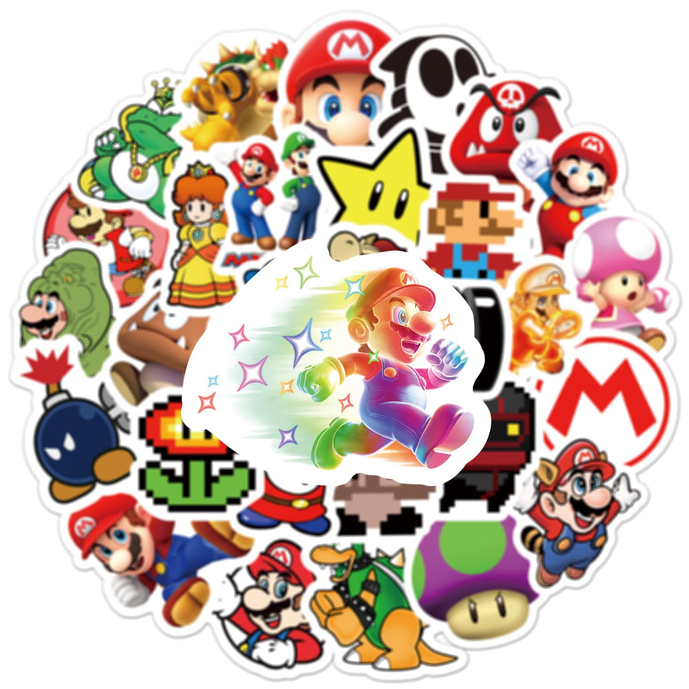XXMML Mario stickers on skateboard bold design with weatherproof durability