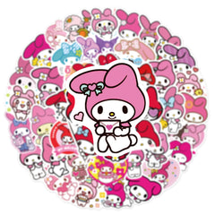 XXMML Mymelody stickers on travel case resist sun and water.