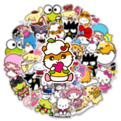 XXMML Sanrio stickers on skateboard brighten rides with long-lasting vinyl.