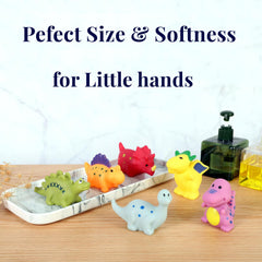 XY-WQ Dinosaur Bath Toy Yellow, six-pack with mesh bag for drying.