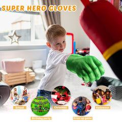 XYMTOY superhero gloves inner handles close view, showing easy grip for kids during roleplay.