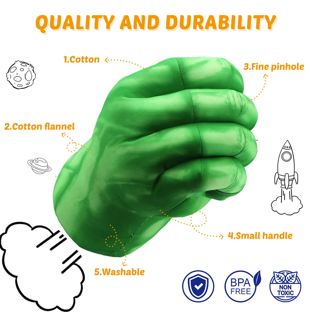 XYMTOY superhero gloves worn by a child, showcasing comfortable Lycra outer for durable everyday fun.