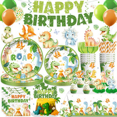 Xynic dinosaur banner decor creates a photo worthy focal point for the party