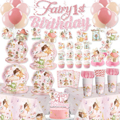 Xynic fairy first birthday banner decor for walls and desserts.