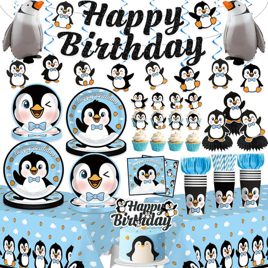 Xynic penguin birthday banner brightens the party theme for kids