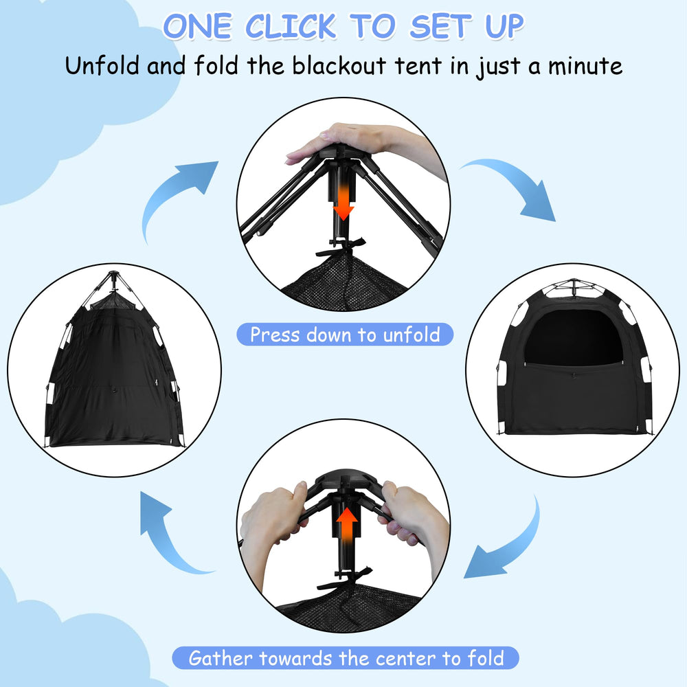 YABORAS Light-blocking tent ideal for travel and room sharing.